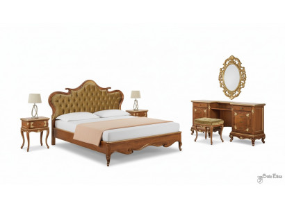 Schlafzimmer Bett Nachttisch Schminktisch Hocker Polsterbett Doppelbett Set 5tlg