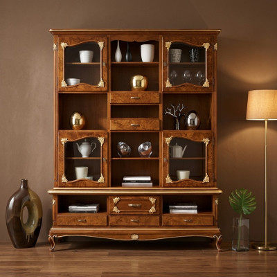 Bücher Regal braun Vitrinen Schrank Bücherschrank Vitrine Bücherregal Regale Neu
