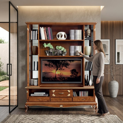 Wohnwand Schrank Vitrine Holz Wohnzimmer Möbel tv Schrankwände Design Vitrinen
