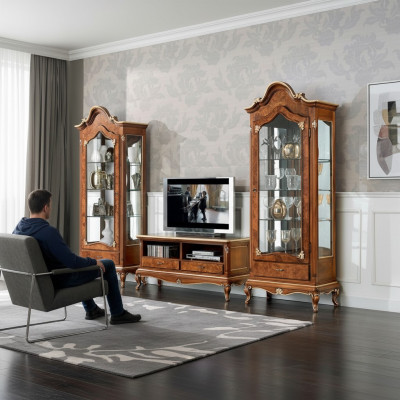 Wohnwand Set 3tlg. Wohnzimmer rtv Vitrine Anrichte Regal Luxus Wandschränke Neu
