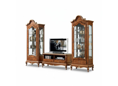 Wohnwand Set 3tlg. Wohnzimmer rtv Vitrine Anrichte Regal Luxus Wandschränke Neu