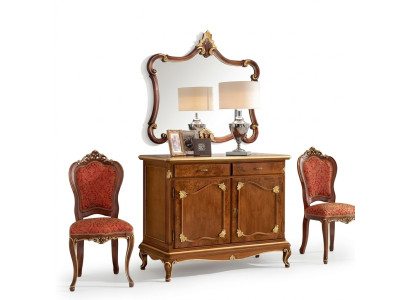Anrichte Kommode Spiegel Kommode Schubladen Holz Art Deco Luxury Design Set 2tlg
