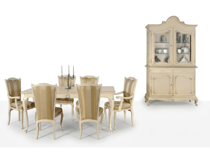 Tisch Set Garnitur Esstisch 6 Stühle Luxus Stil Möbel 8tlg Stuhl Gruppe Vitrine
