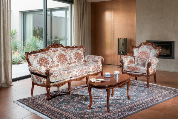 Italienische Sofagarnitur Klassische Sofa Couch Set Couchtisch 3tlg. Garnitur