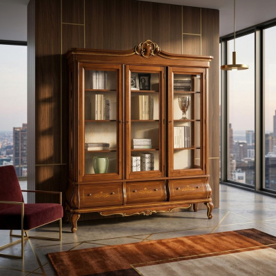 Vitrine Schrank Bücher Regal Anrichte Klassische Italienische Möbel Regale Holz