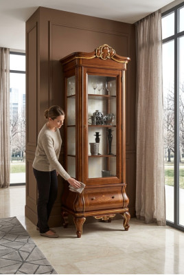 Vitrine Glasschrank Holz Schränke Wohnzimmer Vitrinen Italienische Luxus Möbel