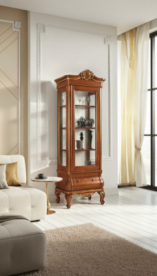 Vitrine Glasschrank Holz Schränke Wohnzimmer Vitrinen Italienische Luxus Möbel