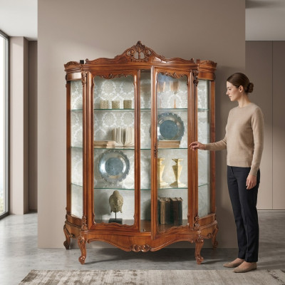 Glasschrank Vitrine Anrichte Möbel Holzschrank xxl Vitrinen Luxus Schrank Holz