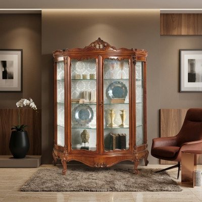 Glasschrank Vitrine Anrichte Möbel Holzschrank xxl Vitrinen Luxus Schrank Holz