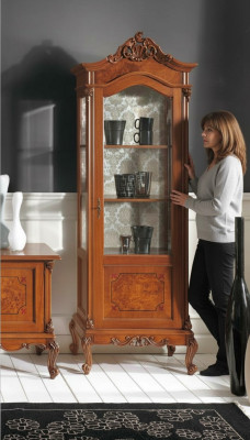 Holz Vitrinen Glas Schrank Echtholz Vitrine Wohnzimmer Möbel Anrichte