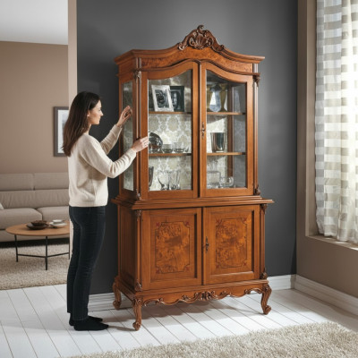 Vitrine Italienische Luxus Möbel Vitrinen Anrichte Schrank Glas Design Schränke