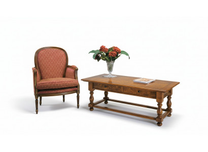 Sessel mit Beistelltisch Antik Stil Möbel Echtholz Tisch Lehnstuhl Set 2tlg Neu