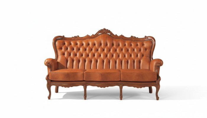 Luxus 3-Sitzer-Sofa 3-Sitzer-Sofa aus braunem Leder Art déco Stil Möbel Leder