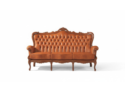 Luxus 3-Sitzer-Sofa 3-Sitzer-Sofa aus braunem Leder Art déco Stil Möbel Leder