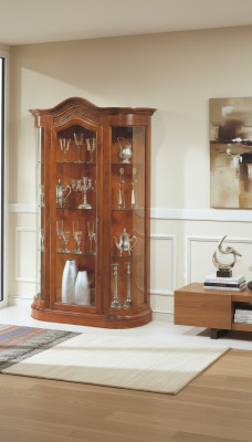 Anrichte Schrank Glasschrank Holz Schränke Italienische Möbel Vitrine Vitrinen