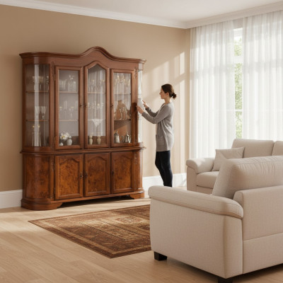 Anrichte Braun Vitrine Glasschrank Möbel Sideboard Schränke Vitrinen Schränke