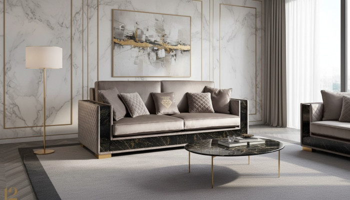 Luxus Sofa 3 Sitzer Modern Design Polster Textil Sofas Sitz Italienische Möbel