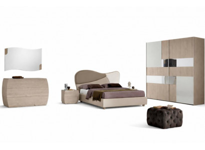 Set 6tlg Schlafzimmer Bett Nachttisch Kommode Spiegel Kleiderschrank Garnitur
