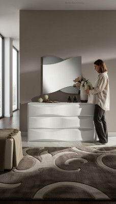 Luxus Set Kommode mit Spiegel Kommoden Konsole Garnitur Holz Modern Design Weiß