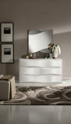 Luxus Set Kommode mit Spiegel Kommoden Konsole Garnitur Holz Modern Design Weiß