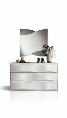 Luxus Set Kommode mit Spiegel Kommoden Konsole Garnitur Holz Modern Design Weiß