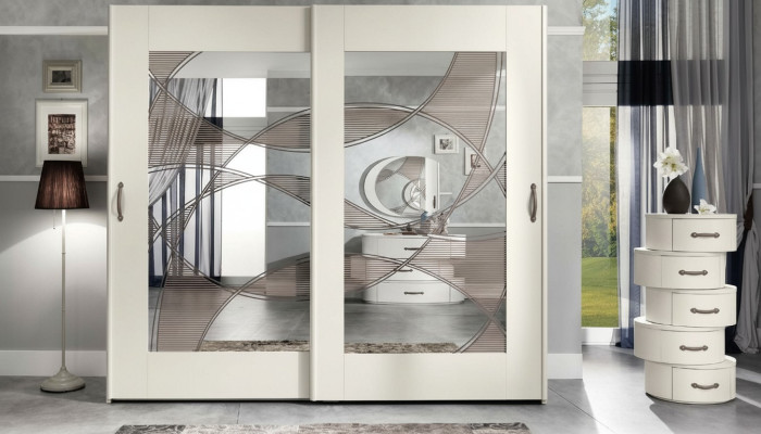 Luxus Kleiderschrank mit Schwebetüren Schlafzimmer Schrank Schränke Holz  Modern
