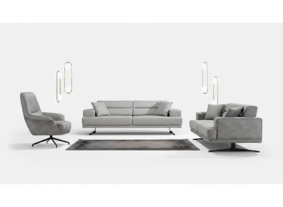 Sofagarnitur 3+1+1 Sitzer Garnitur Sofa Sessel Sofas Leder Polster Design Sitz