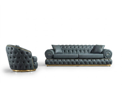 Sofagarnitur 3+1 Sitzer Garnitur Sofa Sofas Leder Sessel Luxus Chesterfield
