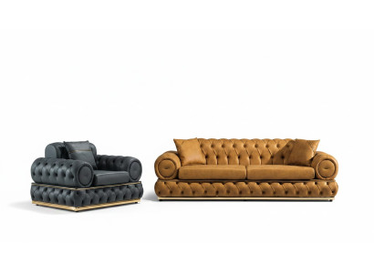 Luxus Chesterfield Sofagarnitur 3+1 Sitzer Garnitur Sofa Sessel Sofas Polster