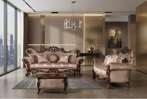 Garnitur Sofagarnitur 3+3 Sitzer Sofas Sofa Luxus Stil Stoff Wohnzimmer Barock