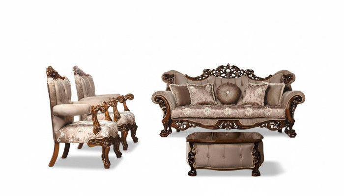 Sofagarnitur 3+1+1 Sitzer Garnitur Sessel Sofas Sitz Stoff Luxus Barock Möbel