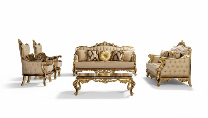 Sofagarnitur 3+3+1+1 Sitzer Couchtisch Sofa Sofas Sessel Garnitur Couch Set 5tlg