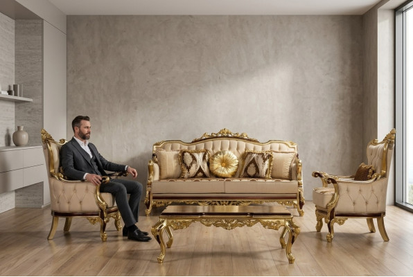 Garnitur Sofagarnitur 3+1+1 Sitz Sofa Sofas Sessel Luxus Set Design Barock Couch