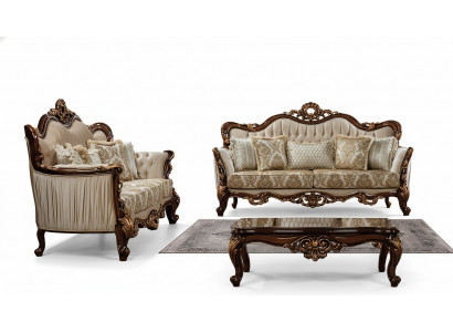 Luxus Garnitur Sofagarnitur 3+3 Sitzer Couchtisch Sofa Couch Sofas Set Barock
