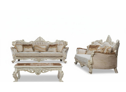 Sofagarnitur 3+3 Sitzer Garnitur Sofa Sofas Sessel Sitz Stoff Barock Set Gruppe