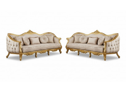 Sofagarnitur 3+3 Sitzer Sofa Sofas Sessel Sitz Garnitur Stoff Wohnzimmer Barock