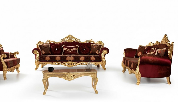 Sofagarnitur 3+3 Sitzer Luxus Set Dreisitzer Garnitur Sofas Stoff Barock Gruppe