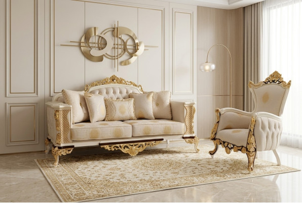 Sofagarnitur 3+1 Sitzer Luxus Set Sofa Sessel Sofas Relax Polster Design Barock