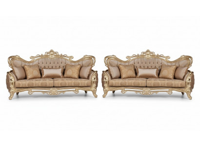 Sofagarnitur 3+3 Sitzer Sofa Sessel Sofas Relax Luxus Set Wohnzimmer Barock 2tlg
