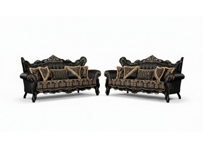 Sofagarnitur 3+3 Sitzer Sofa Sessel Sofas Luxus Garnitur Set Polyester Stoff Neu