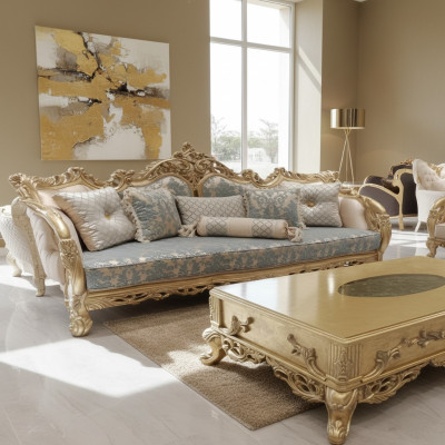 Sitz Dreisitzer Sofa 3 Sitzer Sofas Stoff Stil Barock Rokoko Möbel Klassische