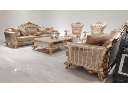 Sofagarnitur 3+3+1+1 Sitzer Couchtisch Sofa Sessel Sofas Stoff Luxus Set 5tlg