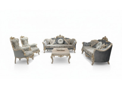 Sofagarnitur 3+3+1+1 Sitzer Couchtisch Luxus Sofa Sessel Sofas Stoff Set 5tlg