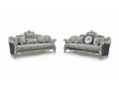 Gruppe Sofagarnitur 3+3 Sitzer Luxus Sofa Sessel Sofas Stoff Klassisches Set Neu