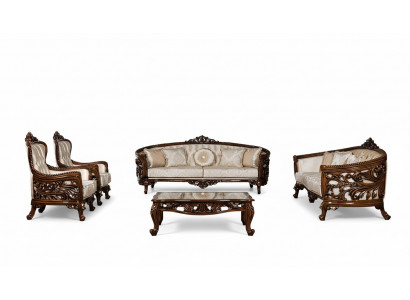 Sofagarnitur 3+3+1+1 Sitz Couchtisch Gruppe Sofa Sessel Sofas Stoff Set 5tlg