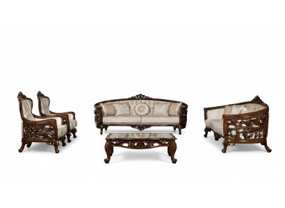 Sofagarnitur 3+3+1+1 Sitz Couchtisch Gruppe Sofa Sessel Sofas Stoff Set 5tlg