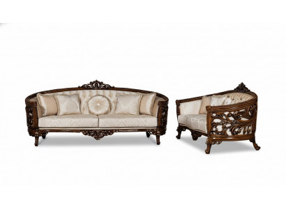 Sofagarnitur 3+3 Sitzer Gruppe Sofa Sessel Sofas Stoff Klassisches Set Barock