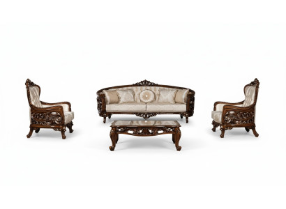 Luxus Sofagarnitur 3+1+1 Sitzer Couchtisch Gruppe Sofa Sessel Sofas Stoff Couch
