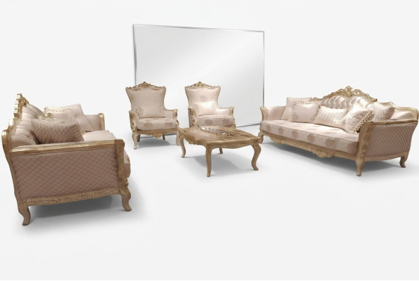 Luxuriöse 5-teilige Sofagarnitur mit 3+3+1 Sitzplätzen und Couchtisch