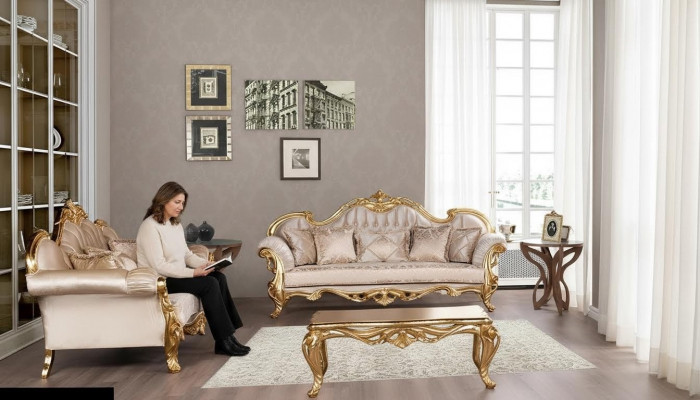 Luxus Sofagarnitur 3+3 Sitzer Couchtisch Garnitur Set Sofa Sessel Sofas 2tlg.